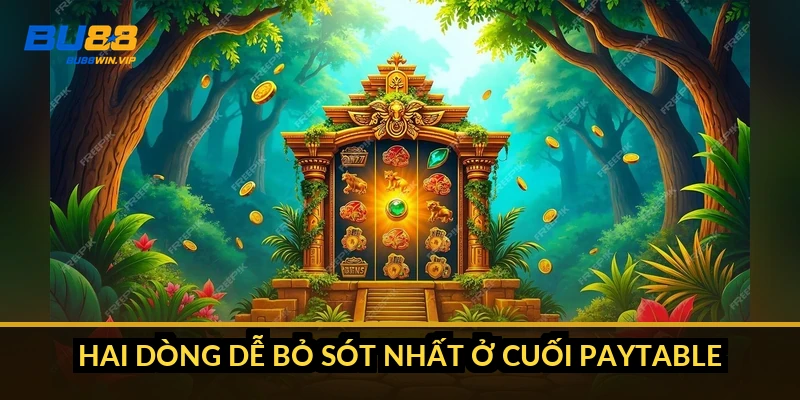 Hai dòng dễ bỏ sót nhất ở cuối paytable