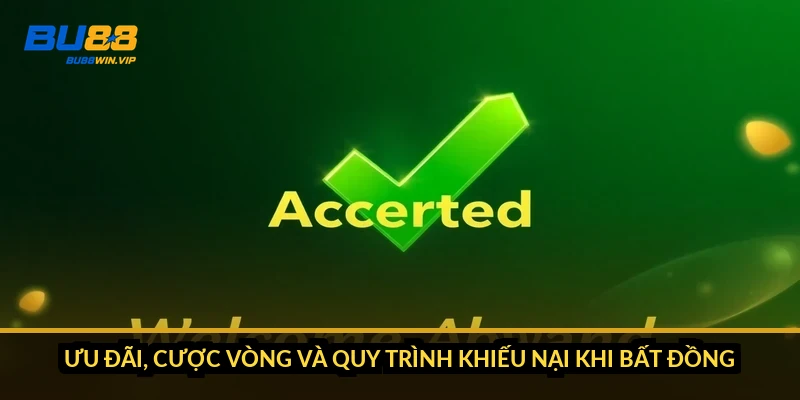Ưu đãi, cược vòng và quy trình khiếu nại khi bất đồng